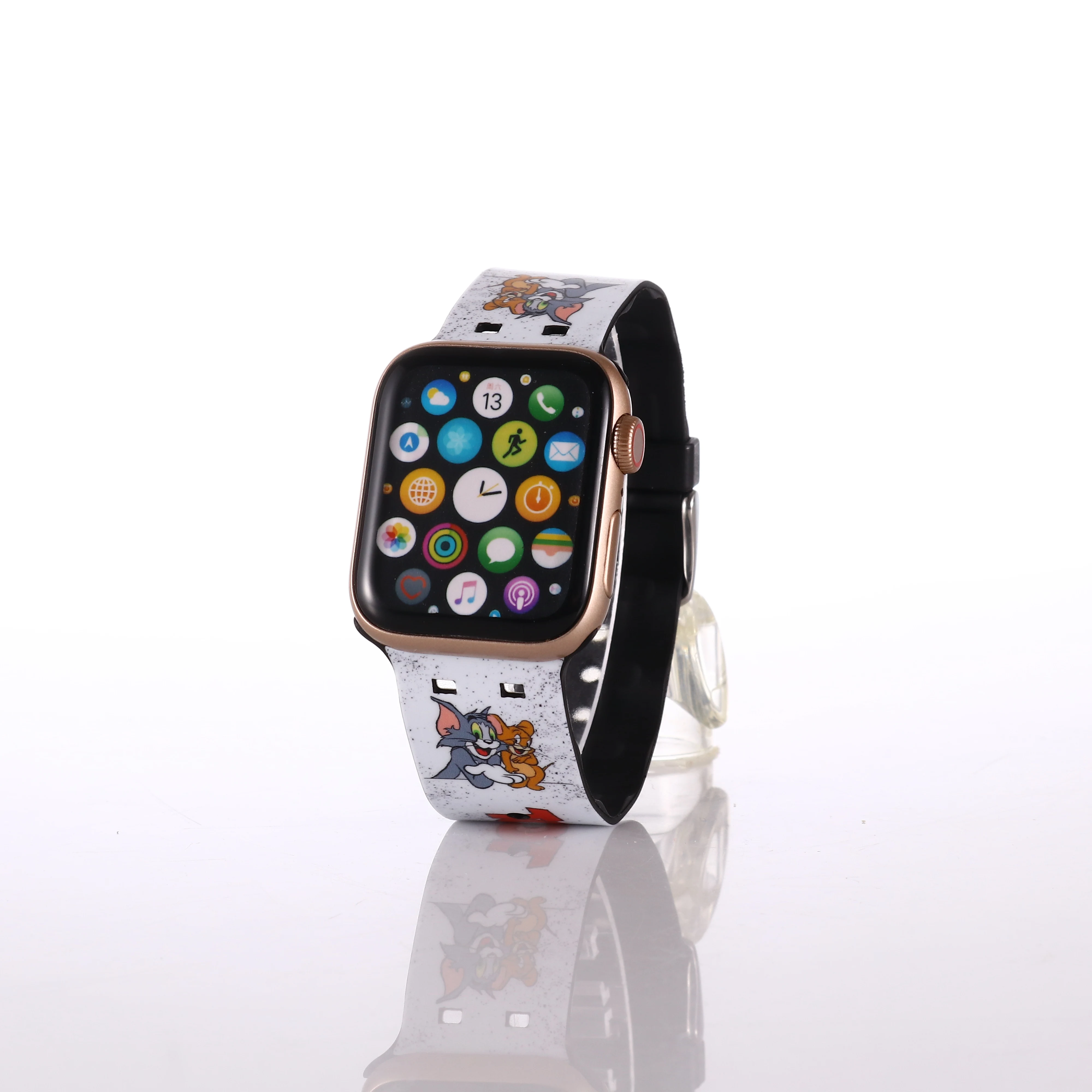 Cartoon Tom and Jerry Silicone Strap for Apple Watch Band 44 45 42 40 38 41 Bracelet IWatch Color Apple Watch 7 6 5 3