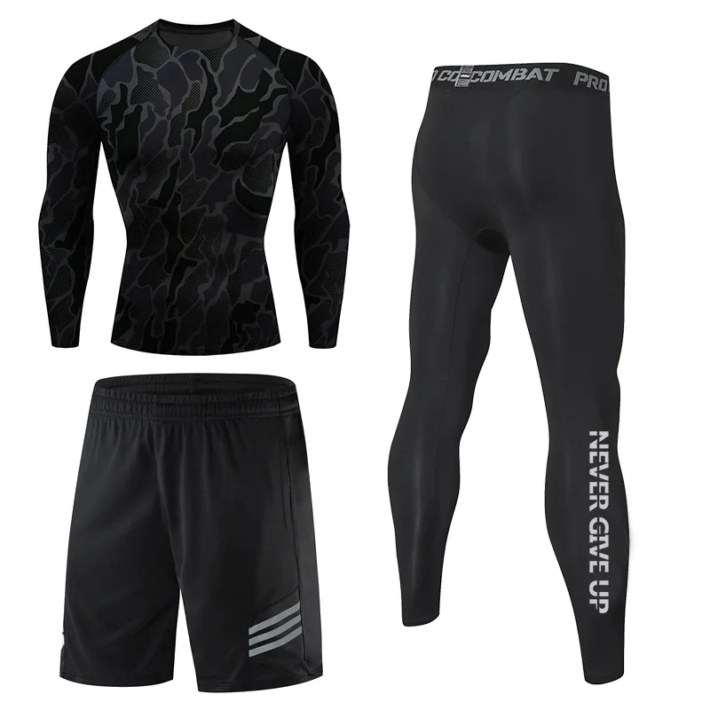 

Boxing Compression MMA Rashguard Men's T-Shirt+Pants Muay Thai Shorts Rash Guard Bjj Kickboxing Gym Men 3pcs/Sets Sportsuit
