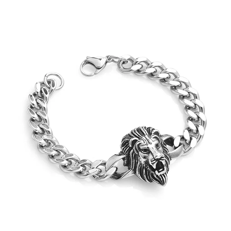 Lion Stainless Steel Bracelet Punk Rock Creative Men's Bracelet Student Jewelry Men's Accessories Gift for Boyfriend