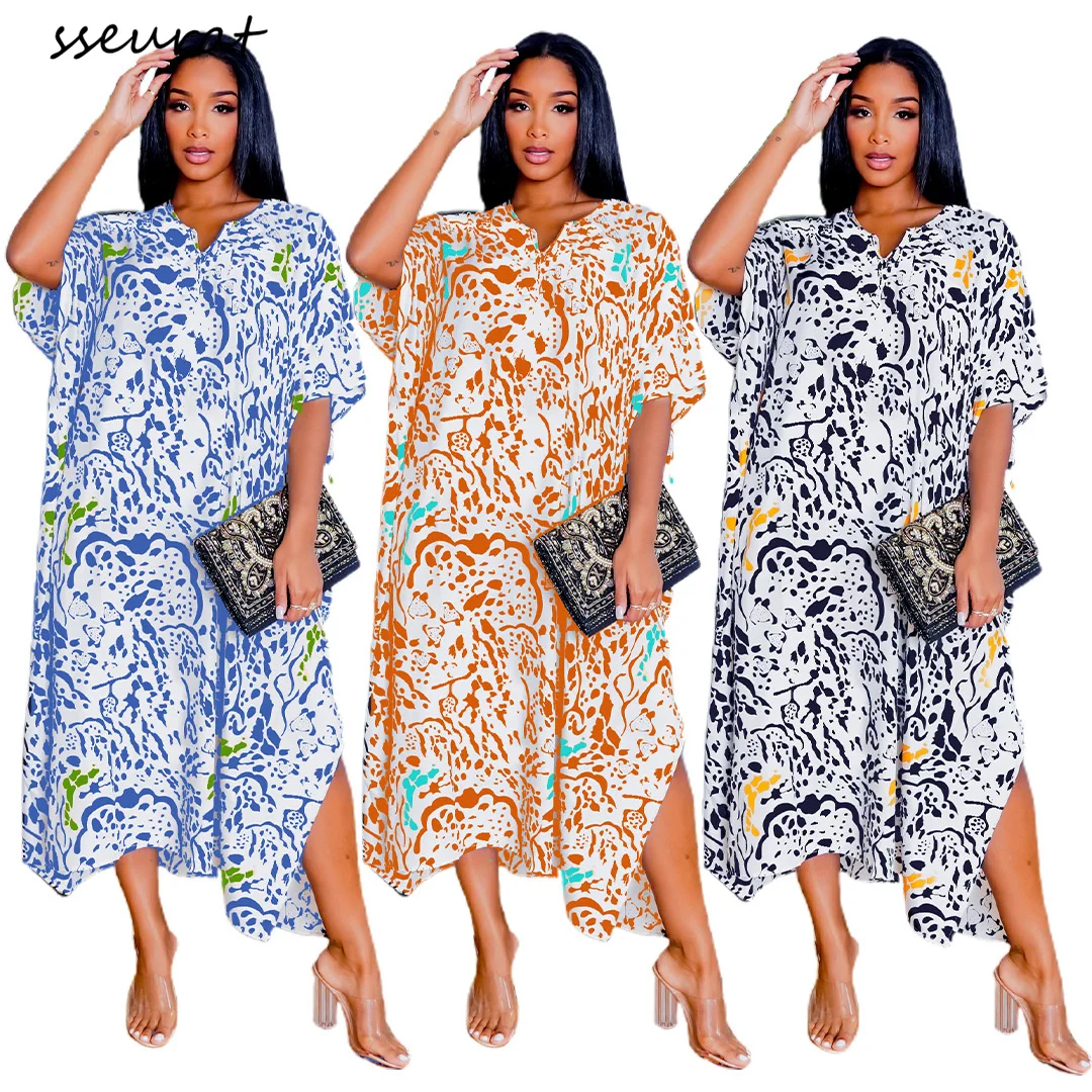 

Летнее модное женское свободное элегантное платье в стиле бохо с коротким рукавом и леопардовым принтом платья макси