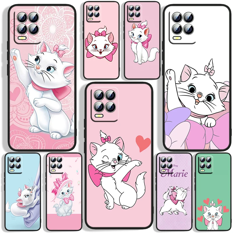 

Cute Marie Cat Phone Case For OPPO Realme 5 6i 6s 7 7i 8 8i Pro 5G Realme Narzo 50A Narzo 50i Black Iuxury Silicone Soft Capa