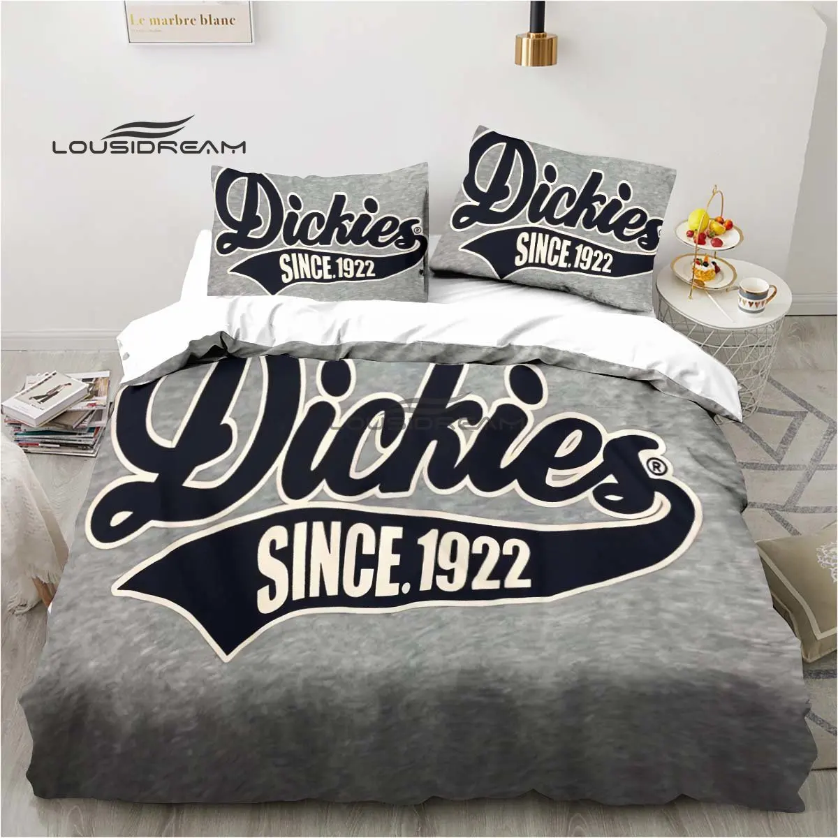 

Комплект постельного белья с 3D-принтом и логотипом Dickies, модное домашнее украшение для отдыха, Комплект постельного белья большого размера для мальчиков и девочек, пододеяльник, наволочки