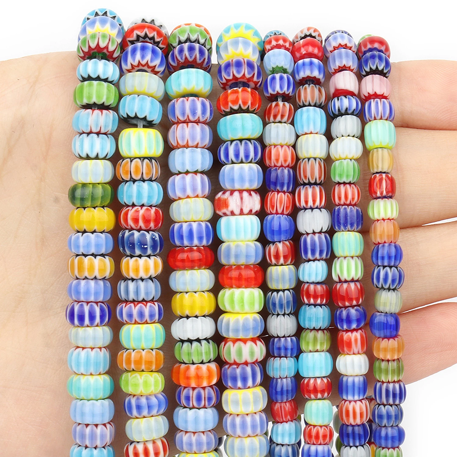 

Millefiori Lampwork Murano Beads 5x4mm 7x4mm Abacus Shape Beads Diy Loose Beads for Jewelry Making Handmade Bracelet Accessories