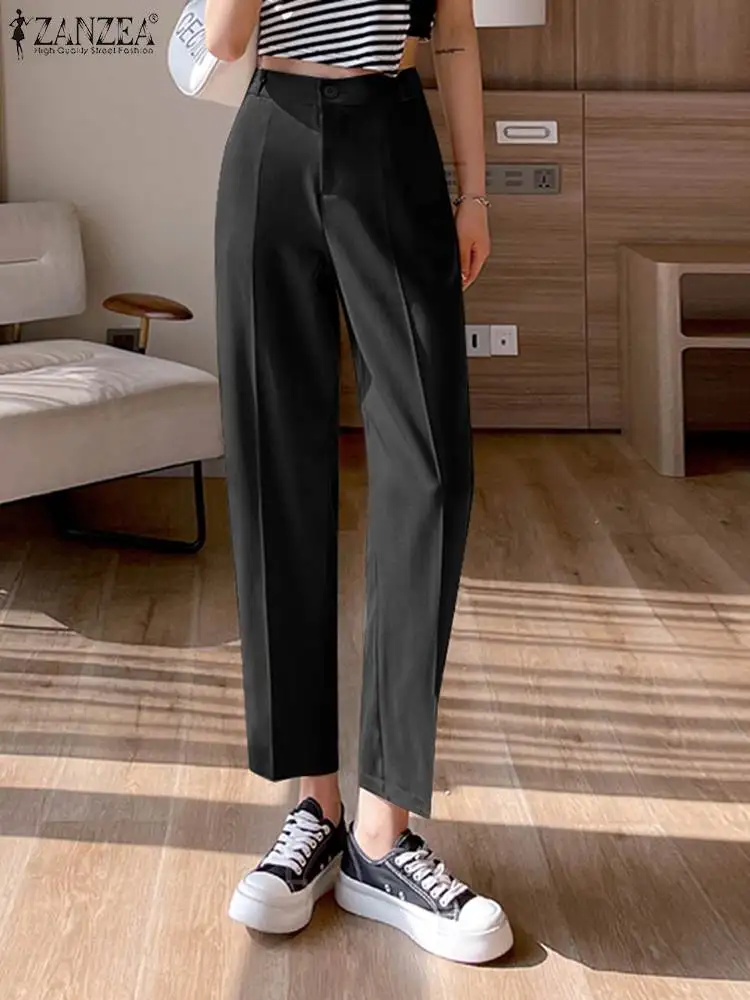

ZANZEA High Waist Korean Fashion Pants Office Wear Autumn Trouser Casual Women Pantalon Mujer Simple Pockets Cropped Pant