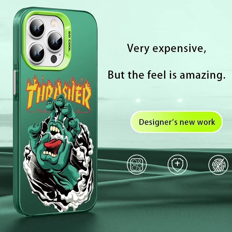 Зеленый дьявольский глаз для iphone 15Pro 15 14Pro 14 13Pro 13 12 11 Pro Max цветной лазерный