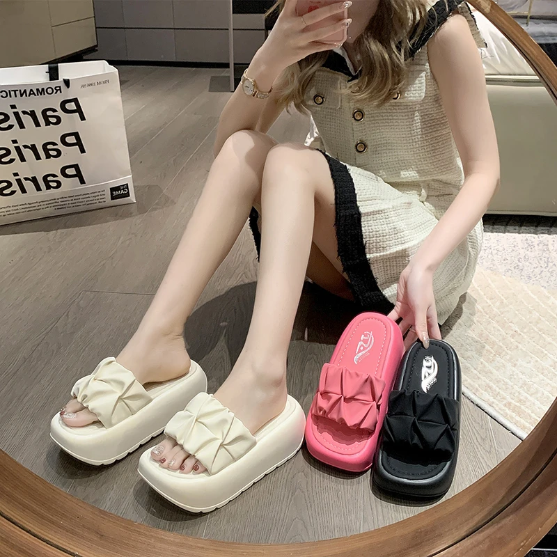 6CM Wedge Heels Sandals Women Summer Slides Chunky Platform Slippers for Woman Thick Bottom Slip-on Gladiator Sandalias Mujer