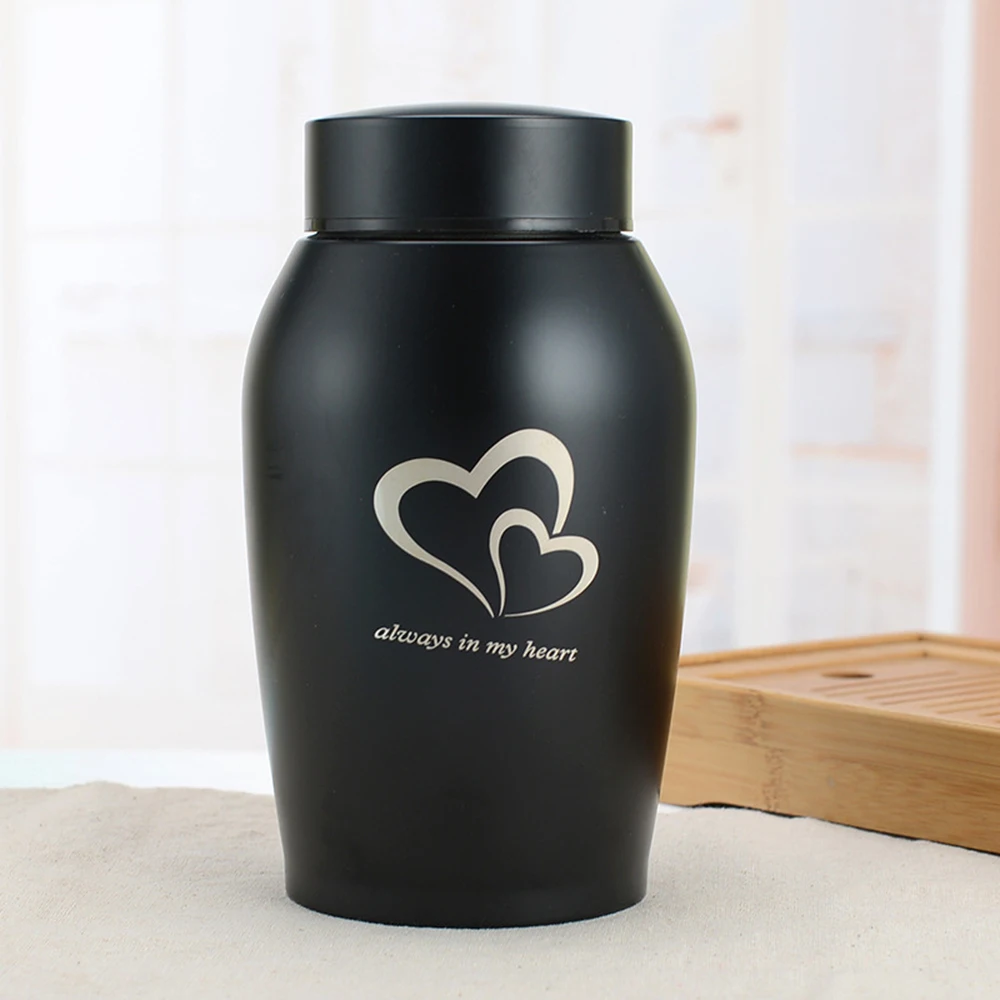 

Black Pets Stainless Steel Urns Dog Cat Cremation Ashes Urn Keepsake Casket Columbarium Pet Memory Souvenir Jar