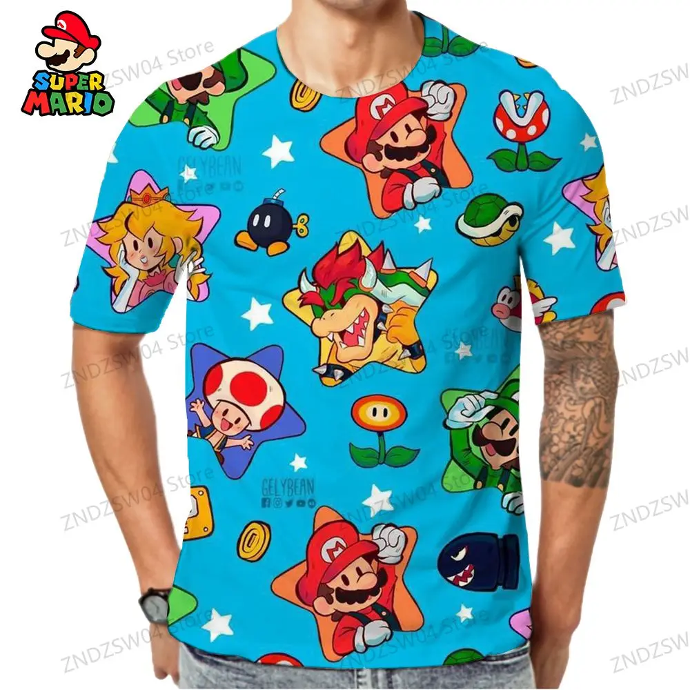 Футболка мужская оверсайз в стиле Super Mario быстросохнущая с коротким рукавом для