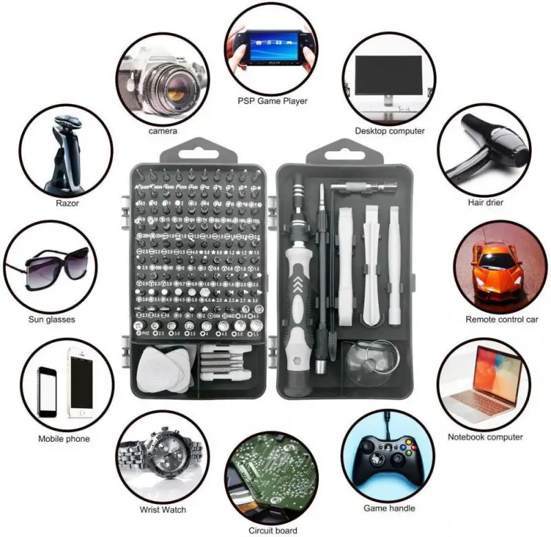 

122 In 1 Precision Screwdriver Set Magnetic Torx Hex Phillips Screw Bits Pocket Wrench Watch Phone Repair Hand Tools