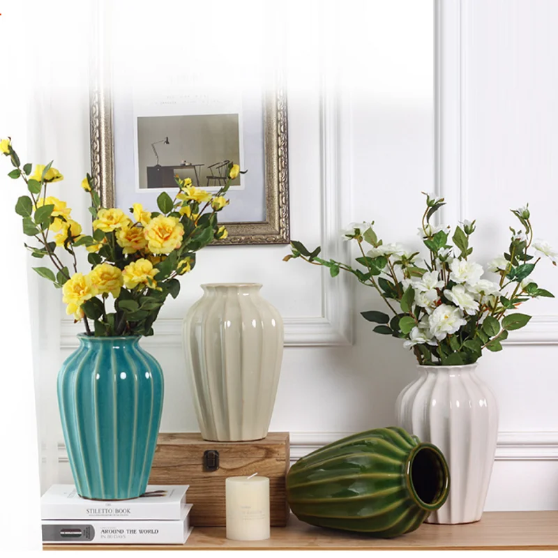 American ceramic vase living room desktop flower arrangement creative European style porch TV cabinet decorative ornaments 3