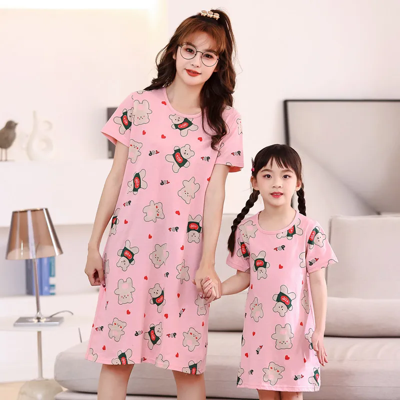 

Женская ночная рубашка, детская одежда для сна, летняя ночная рубашка для девочек, домашняя одежда для мам, детская ночная рубашка, милая Пиж...