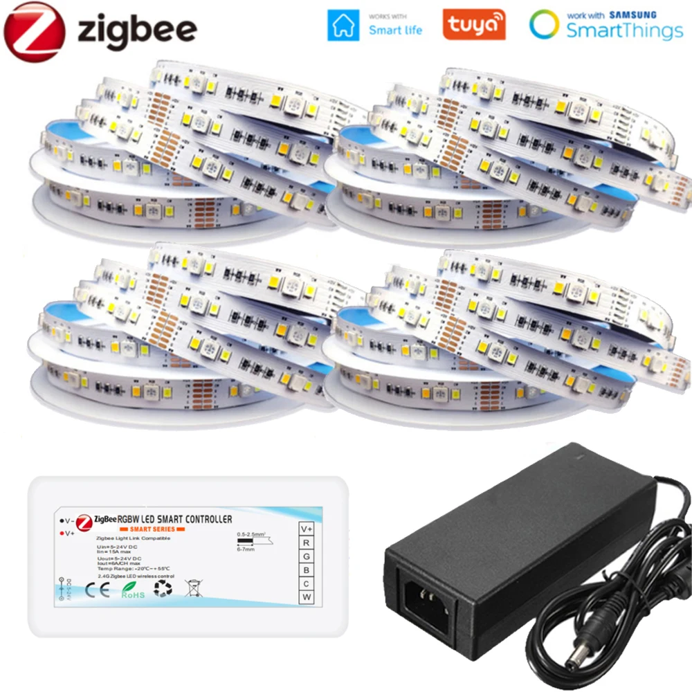 Светодиодная лента ZIGBEE 3,0, 20 м, 24 в пост. Тока, 5050 RGBCCT, 3500-6500 К