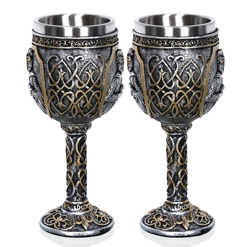 

2X Medieval Templar Crusader Knight Mug Suit Of Armor Knight Of The Cross Beer Stein Tankard Coffee Cup--Wine Cup