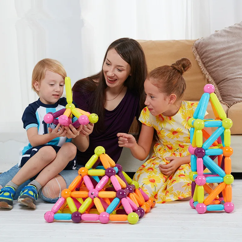 

Kids Magnetic Constructor Block Designer Set Magnet Stick Rod Building Blocks Montessori Educational Toys For Children Boy Girl