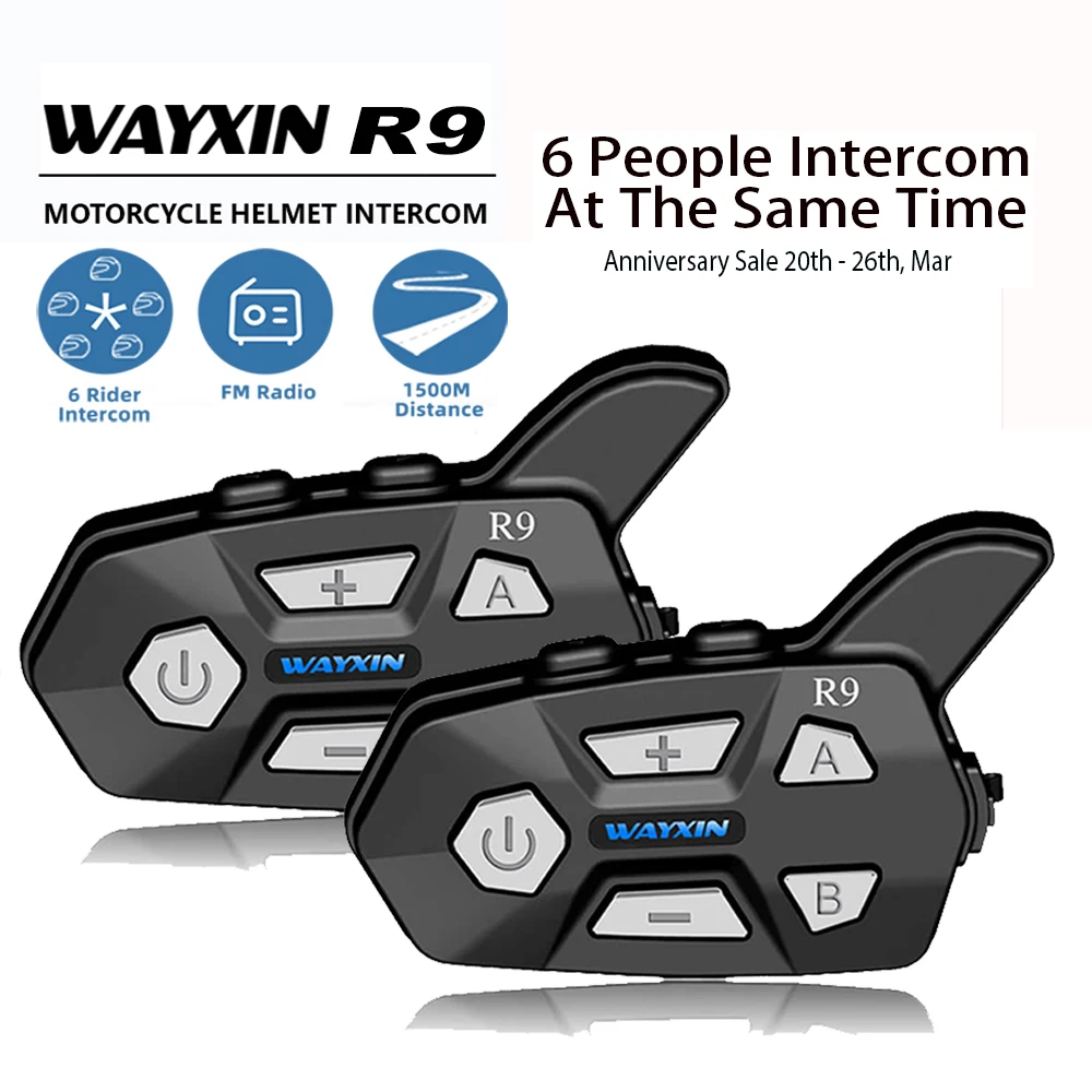 

Bluetooth-гарнитура WAYXIN R9 для мотоциклетного шлема, 1500 м