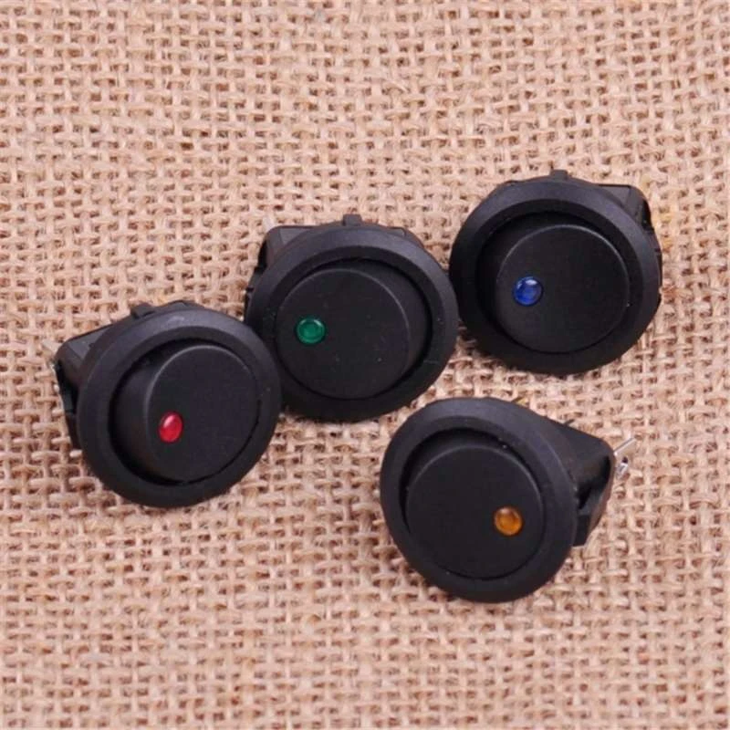 5Pcs/Set ON/OFF 12V Round Rocker Dot Switch Waterproof LED Light Luminescence Toggle Switches Car Accessories