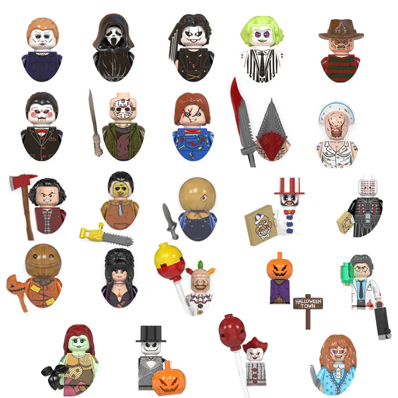 Ужас Freddy Jason зомби Ходячие мертвецы голова Хэллоуин строительные блоки кирпичи