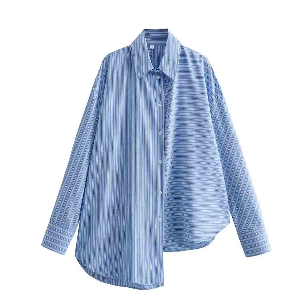 

Женская Асимметричная рубашка в полоску, с длинным рукавом