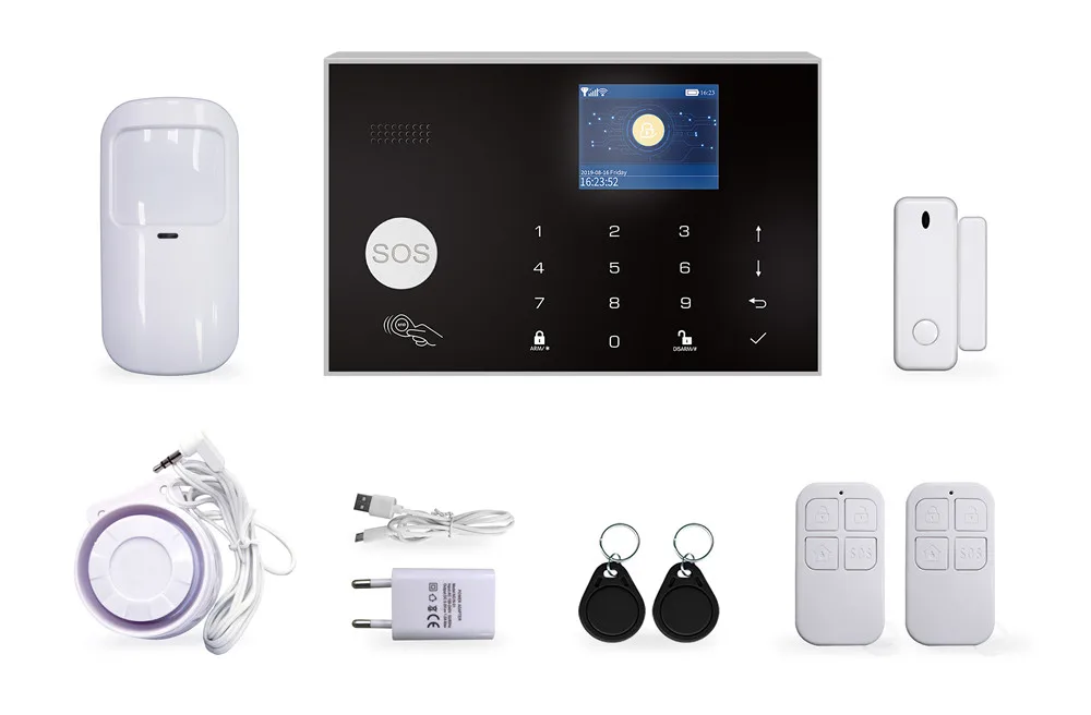 Tuya APP Remote Control With Keyboard WIFI +4G/GSM  Alarm System Home Security Alarm Sensor PIR Detector Door Contact SOS Button