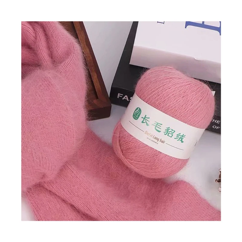 

50g/Set Soft Kniting Picks Wool Fluffy Medium Thick Genuine Pure Mink Wool Yarn