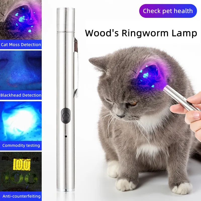 

Wood's Light Cat Dog Moss Light Pet Fungus Detection USB Lamp Outside The Pet Skin Disease 365UV Black Mirror UV Detection Lamp