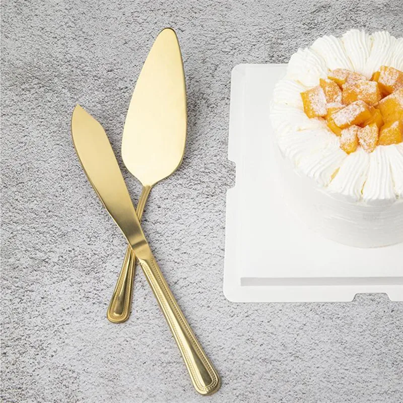 2 шт. золотые столовые приборы из нержавеющей стали, нож для торта, Роскошный Королевский торт, пицца, десерт, кухонный инструмент, столовая посуда
