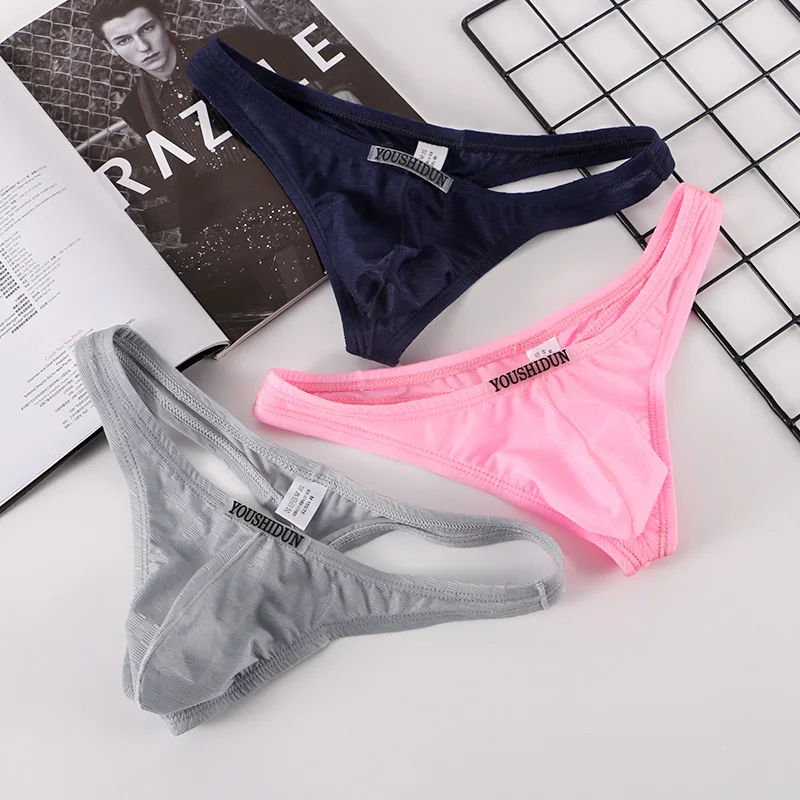 CLEVER-MENMODE 3x Men G String Underwear Sexy Underpants Thong Tanga Panties Bikini Bulge Penis Pouch See Through Undies T-back