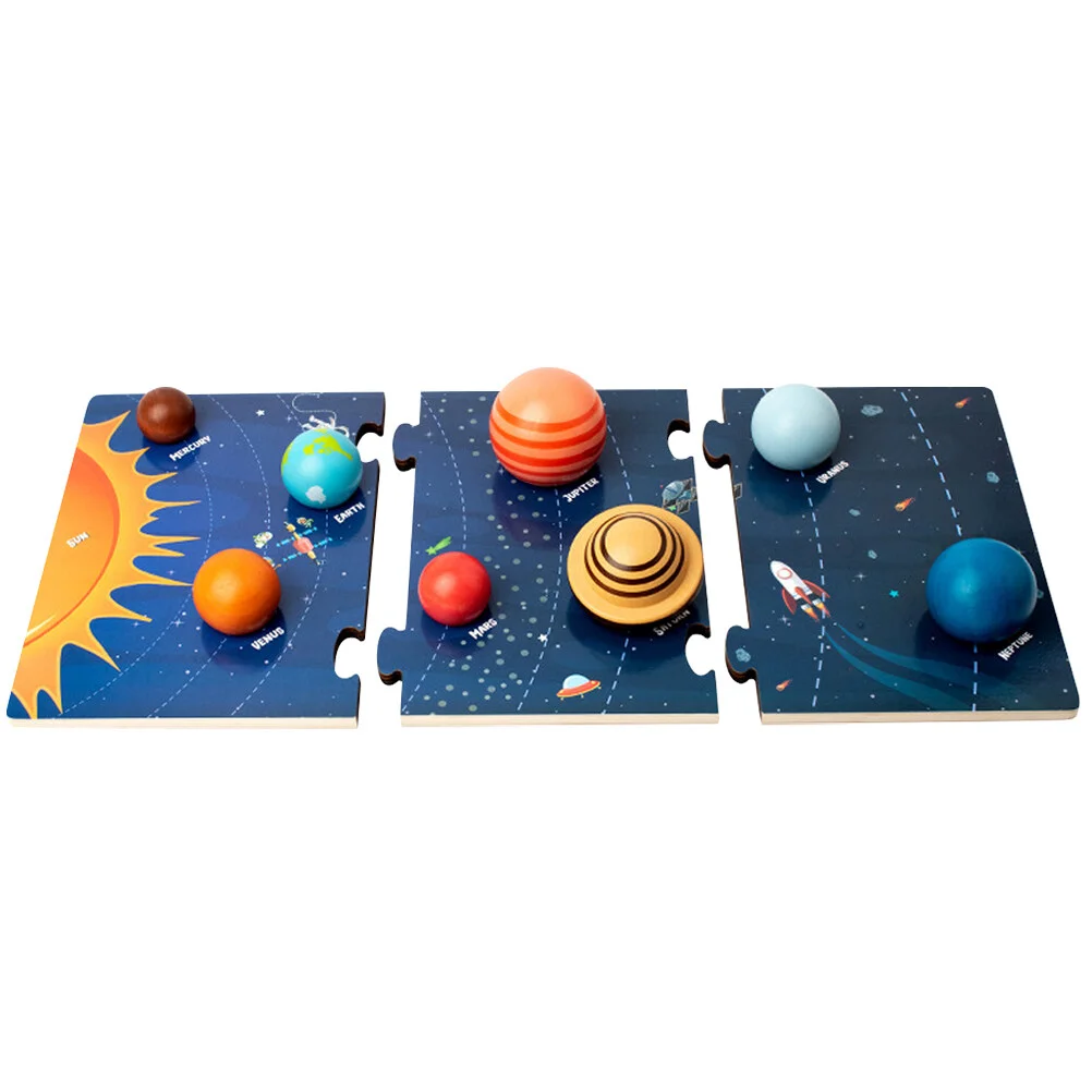 

Solar System Wooden Planets Puzzles Preschool Toys Matching Outer Space Kids 3-5 Toddlers