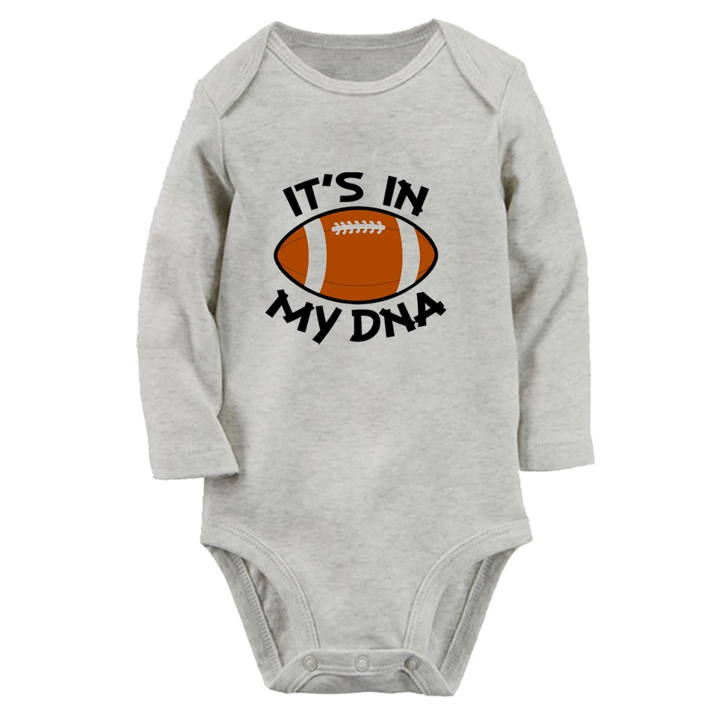 

iDzn New It's In My DNA Football Fun Graphic Baby Bodysuit Cute Boys Girls Rompers Infant Long Sleeves Jumpsuit Newborn Clothes