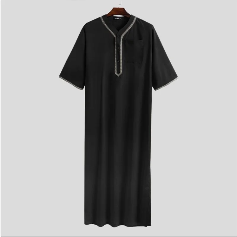 Shirt Men's New Muslim Middle East Arab Dubai Malaysia Men's Loose Fitting Robe Button