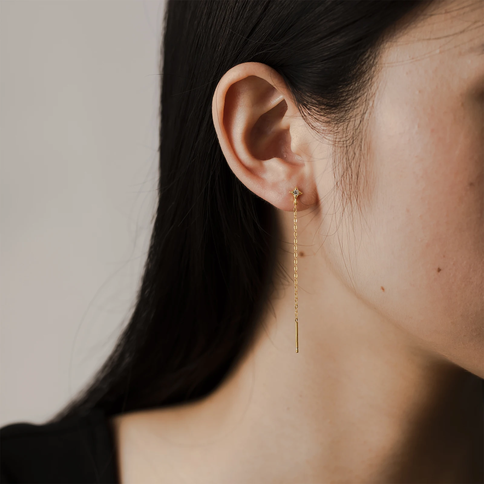 ANDYWEN 925 пробы Серебряный Золотой Циркон CZ звезда цепь 45 см длинные роскошные