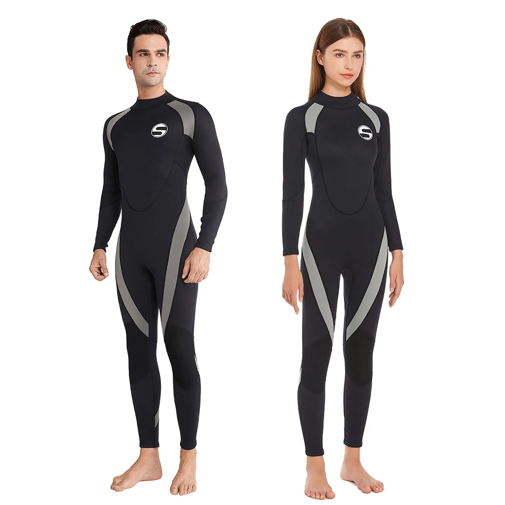 2022 3MM Neoprene Wetsuit Men's And Women's Fashion One-Piece Long-Sleeve Thick Warm Sunscreen Swim Snorkeling Surfing Wetsuit