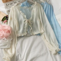 women thin coat casual lace bow summer sun protection clothes female cardigan shirt clothing tops blouse for woman covers blusa