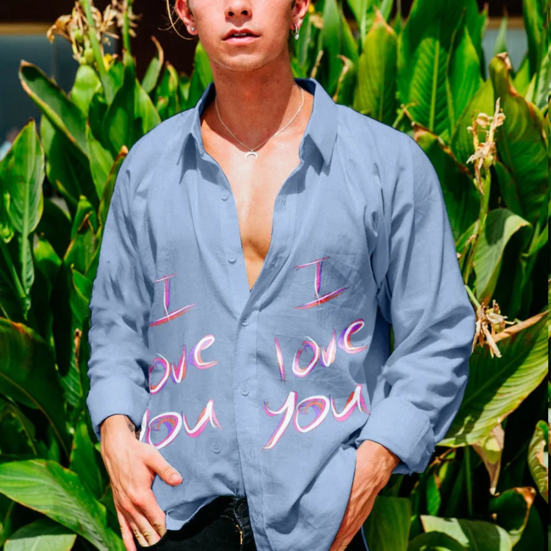 

2022 Summer Fashion New Men's Casual Thin Long Sleeve Printed Shirts