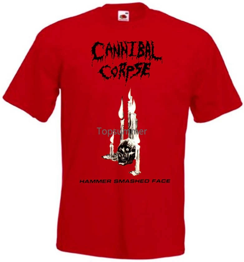 

Cannibal Corpse Hammer Smashed Face V1 T-Shirt Red Death Metal Sizes S-3Xl Mens T Shirts Fashion 2018 Clothing Top Tee