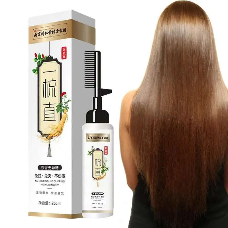 

Protein Correcting Hair Straightening Cream Keratin Hair Relaxer Moisturizing Softening Hair Cream With Comb Curly Frizzy Hair