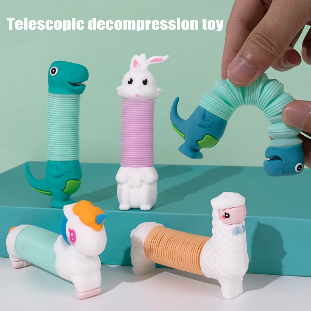 

Animal Toy with Telescopic Tube Decompression Toy Stretching Animal Toy Novel Design Exercise Hand Strength for Child Toddler