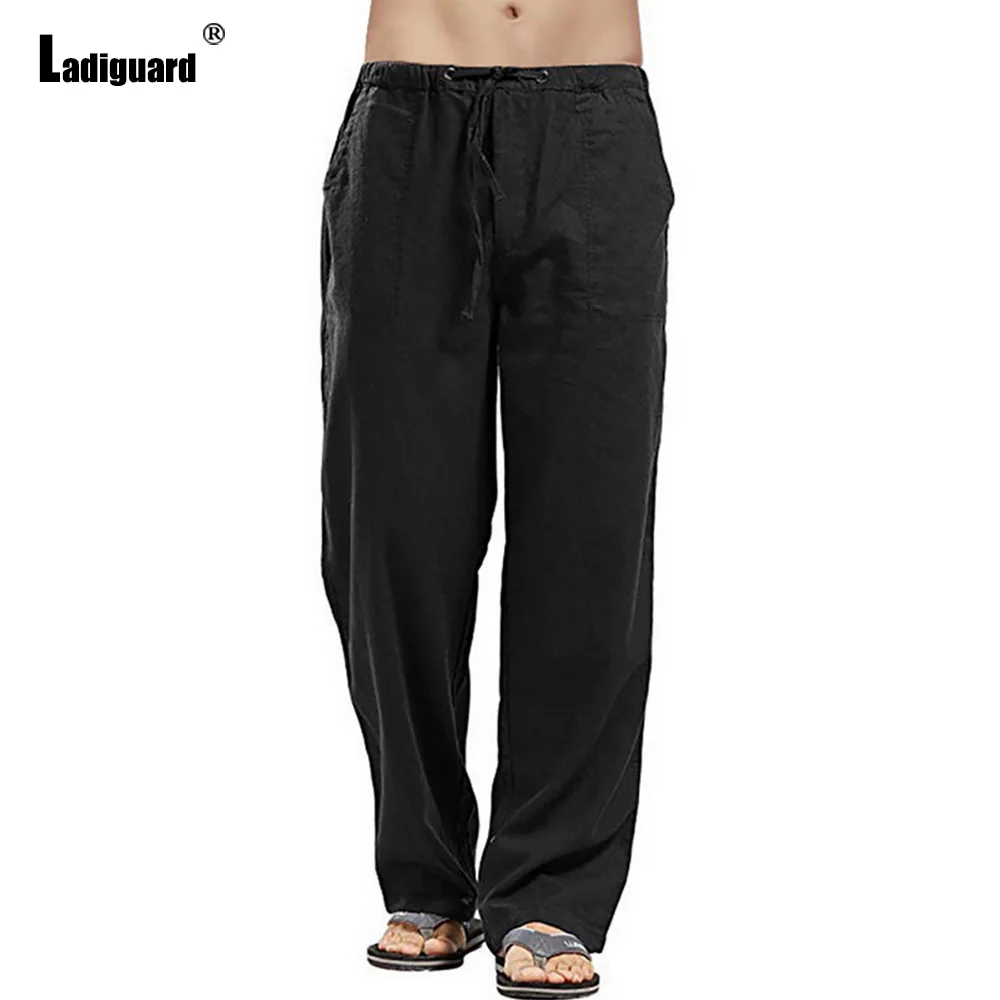 

Plus Size 5xl Mens Casual Linen Pants 2023 New Spring Elastic Waist Pants Male Stand Pocket Trousers Japanese Style Leisure Pant