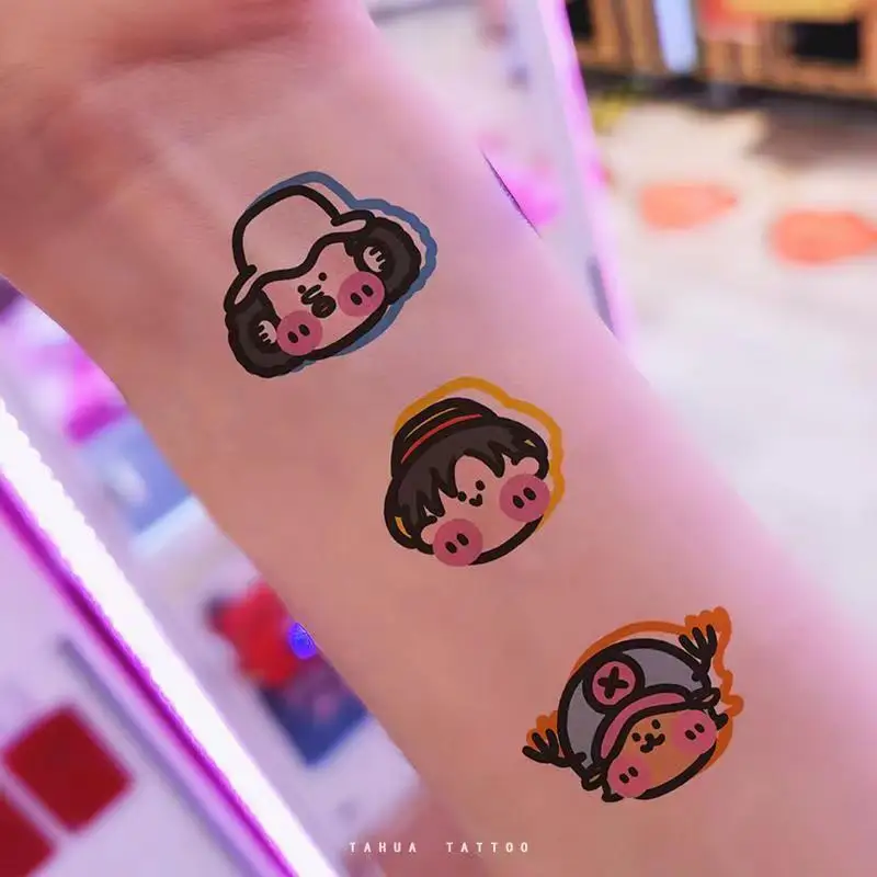 

Anime Temporary Tattoo Cute Chibi Cartoon Waterproof Tatoo Durable Body Art Leg Arm Fake Tatto Sticker for Women Kid