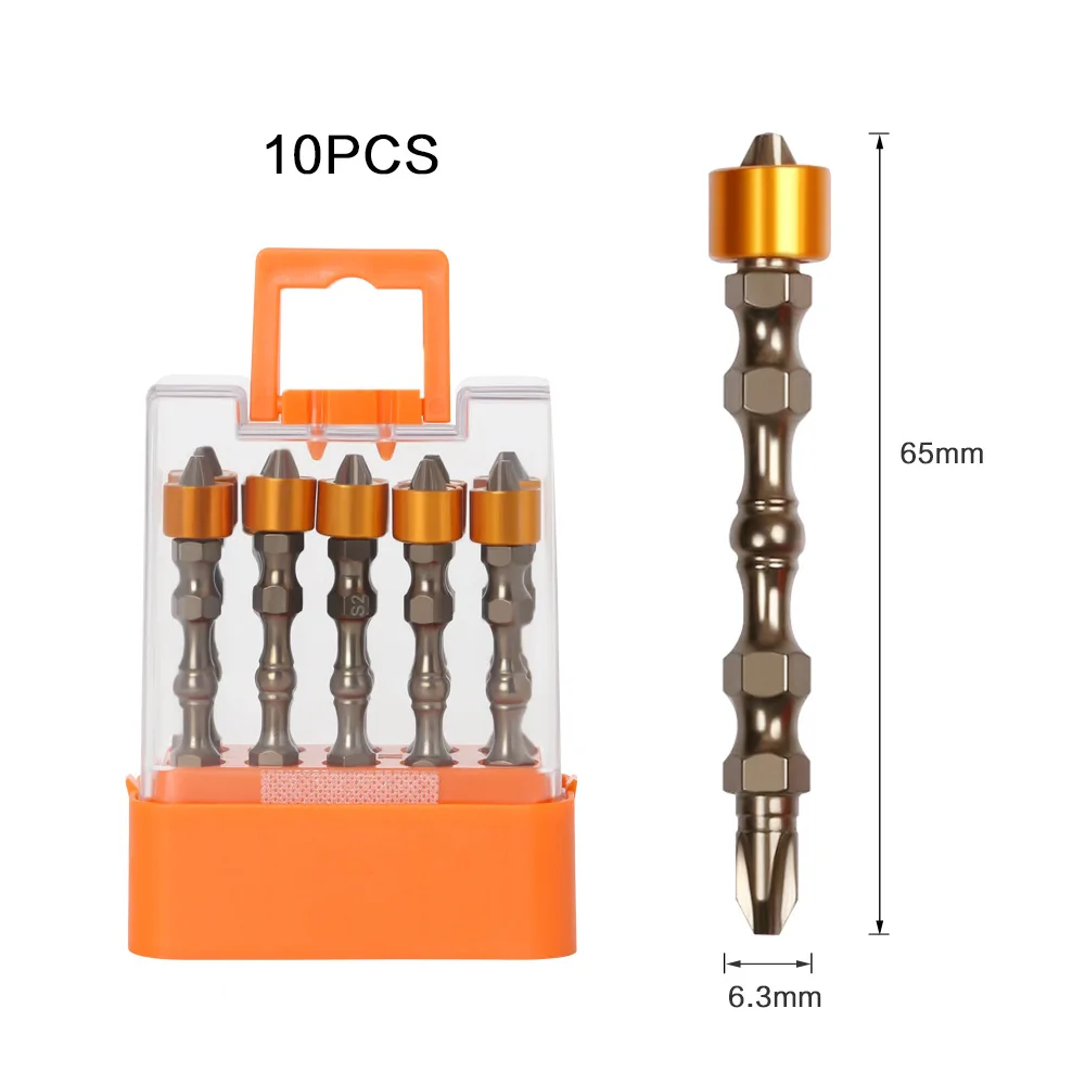 

10pcs 65mm Cross High Hardness Magnetic Electric Screwdriver Bit Phillips Screw Driver Single Head Electric Screwdriver Tools