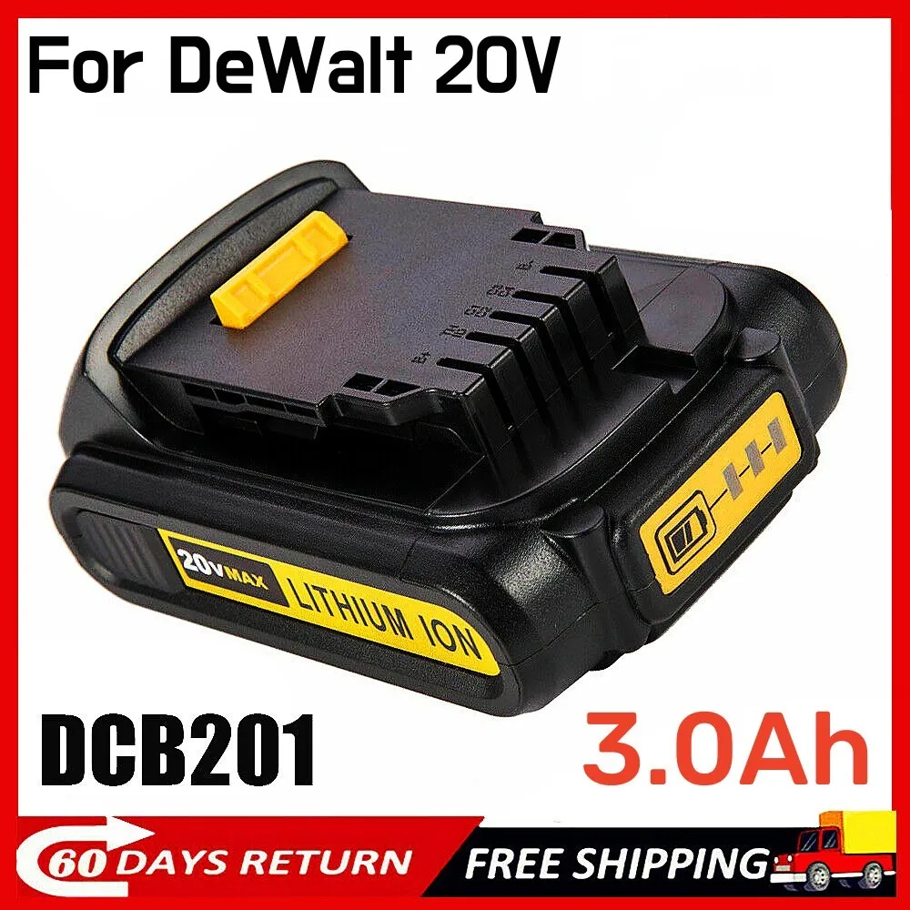 

20V 3.0Ah DCB201 Lithium Replacement Battery For DeWalt 20V MAX AY DCB184 DCB200 DCB182 DCB180 DCB181 DCB182 DCB206 L50