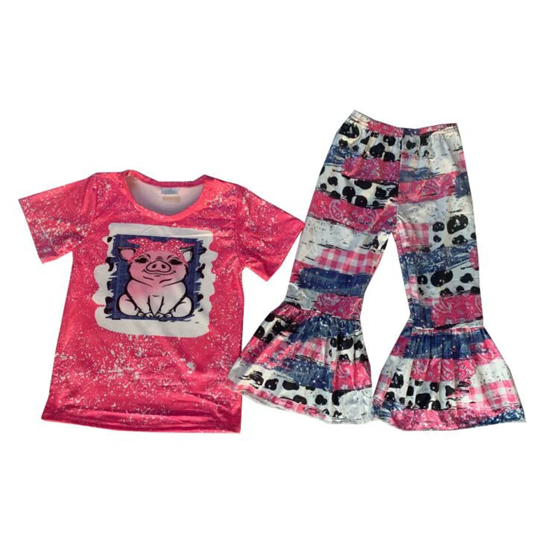 

Товары в наличии, одежда для маленьких девочек, с рисунком Красной свиньи, с оборками, с колокольчиком, Детские бутиковые платья