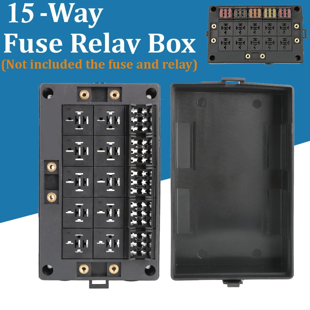 

Black Circuit Protector Terminal 15 Way Fuse Relay Box Car Auto Replacement Part Holder Block