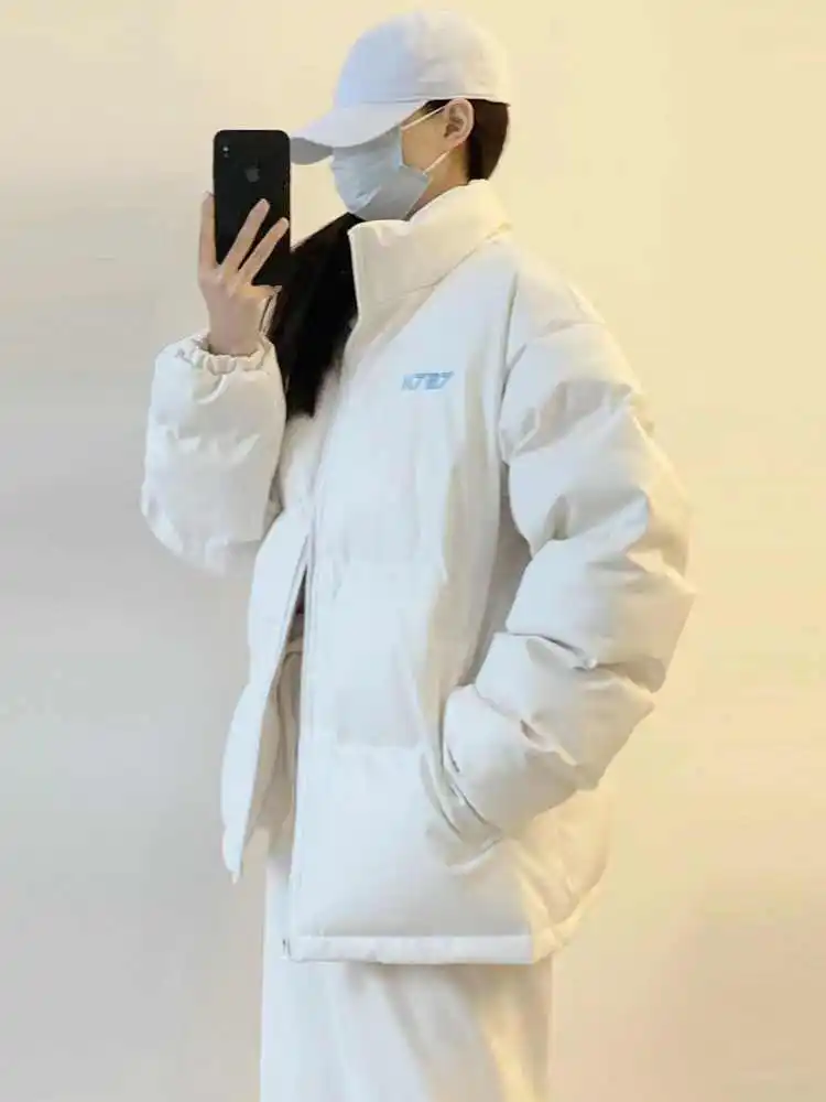 2023 New Women Three Smell Fish Fish Korean Drama PU Leather Coat Cotton-Padded Jacket Female Winter Thicken Thermal Loose