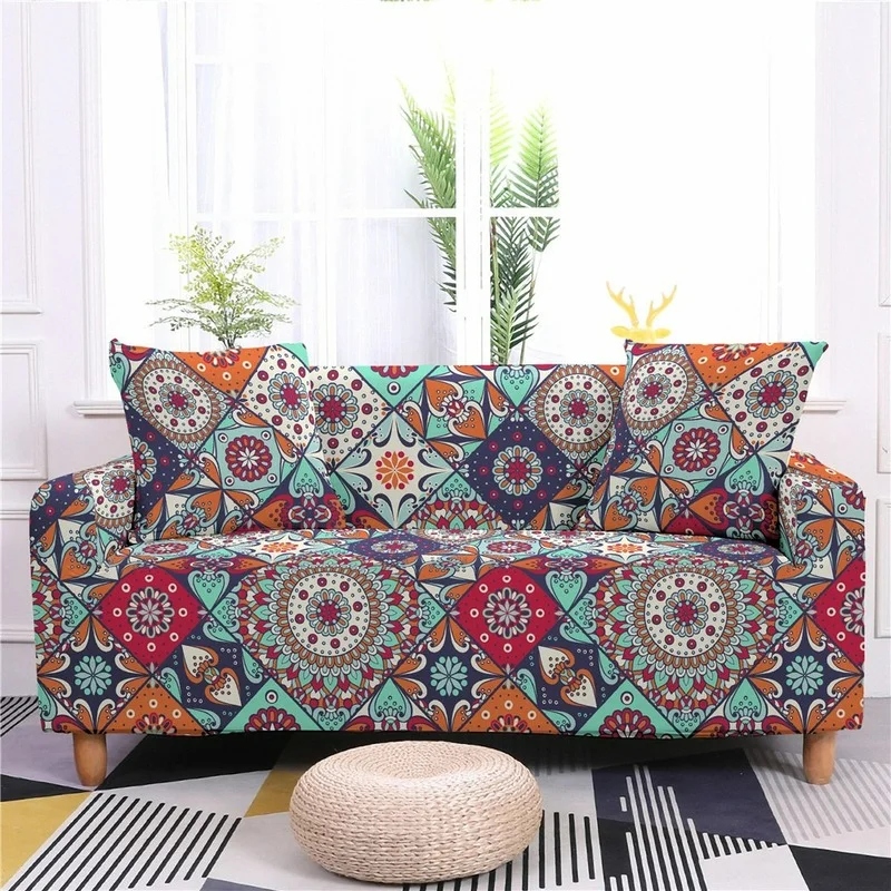 

Mandala Pattern Stretch Sofa Cover Bohemia Series Anti-fouling Corner Couch Cushion Covers 1/2/3/4 Seat L Shape Sofa Towel