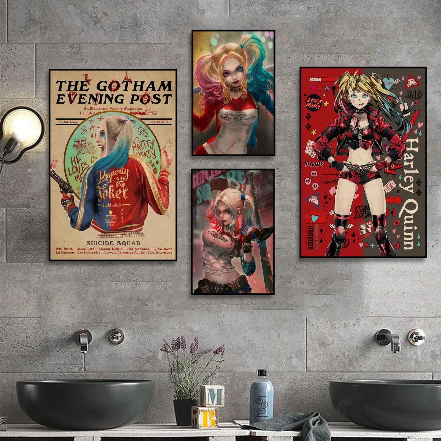 

BANDAI Clown Girl Harley Quinn Art Poster Kraft Paper Sticker DIY Room Bar Cafe Vintage decorative painting