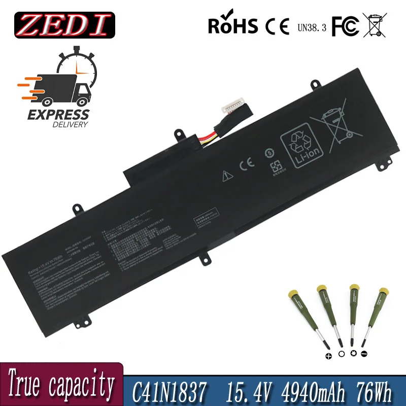 ZEDI Новый аккумулятор для ноутбука C41N1901 70WH ASUS ZenBook Duo UX481FA UX481FL UX481F UX481FLY UX4000F UX4000FL 0B200-