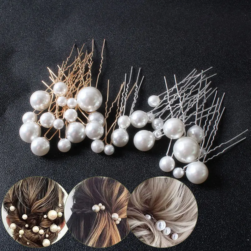 

Metal Barrette Clip Women U-shaped Pin Hairpins Simulated Pearl Bridal Tiara Hair Accessories Wedding Hairstyle Design Tools
