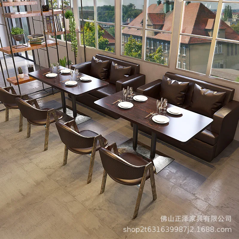 

M116 Milk Tea Shop Tables and Chairs Casual Retro Industrial Style Bar Qing Bar Western Restaurant Cafe Sofa Card Seat Table an