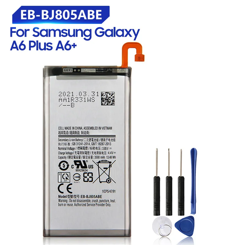 

Replacement Battery EB-BJ805ABE For Samsung Galaxy A6 Plus A6+ A605 J6+ J805 Rechargeable Phone Battery 3500mAh